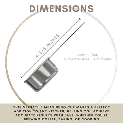 1/8 Cup Stainless Steel Measuring Cup | Sturdy Metal 30 ml | 30 cc | 1 oz | Single Cup for Wet and Dry Ingredients | Great for use as 1/8 Cup Coffee Scoop - 1 PK - size: 1/8 Cup