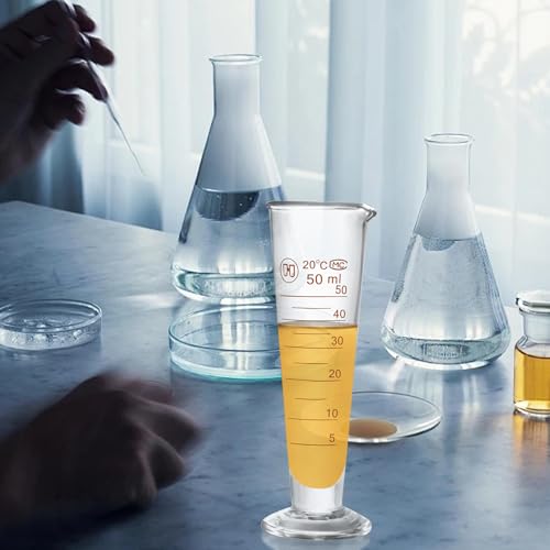 Professional Lab Graduated Measuring Cup with Spout 50ml Wide Mouth Glass Conical Beaker Thickened Borosilicate Beaker Heat Resistant (50ml) Transparent - size: 50ml