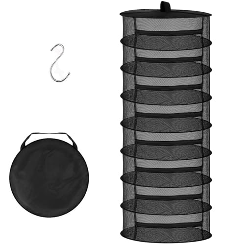 Desy & Feeci Drying Net Herbs 8-Layer Hanging Herb Drying Rack Drying Net with Zippers, Black, 23.6 x 63 inches - color: Black, size: 8 Layer