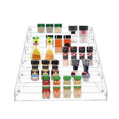 PMMASTO Tiered Spice Rack, Seasoning Organizer, Clear Acrylic Vertical Shelves Can Organizer for Countertop, Cabinet, Pantry, Kitchen Organization and Storage - 6 Tier | Vertical Shelves - size: 6 Tier - inner width 1.93''