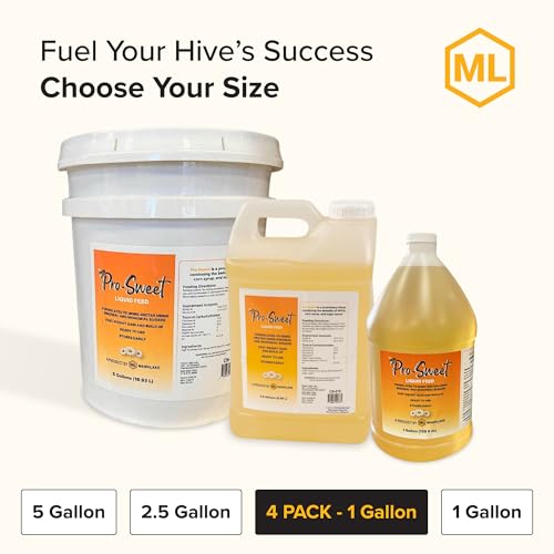 Mann Lake Pro-Sweet Liquid Feed, Natural Supplemental Feed for Bees, Ready-to-Use Nectar Alternative, Formula for Optimal Nutrition & Hive Weight, 1 Gallon 4-Pack, Made in USA - size: 128 Fl Oz (Pack of 4)