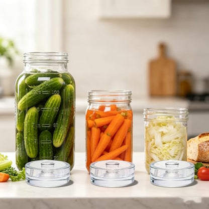 Glass Fermentation Weight with Easy Grip Handle,4 Pack Fermenting Weights for Wide Mouth Mason Jars,Glass Weights for Fermenting,Sauerkraut,Pickles,Kimchi - style: Concave(4 Pcs)