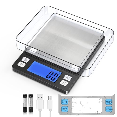 BOMATA Upgraded Small Food Scale, 0.1 g/0.001 oz High Precision, 3000 g/6.6 lb, with New Hold Function and Larger Display, USB Rechargeable, Digital Kitchen Scale for Small Item, Jewelry. Black - size: 0.1g/3kg Black