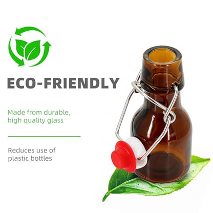 1Pc Amber Swing Top Brewing Bottles with Leak Proof Easy Caps, Glass Beer Bottle Flip Top Bottles For Kombucha, Kefir, Vanilla Extract, Beer (2oz Round)