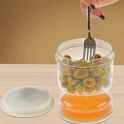 Pickle and Olive Hourglass jar, Pickle Flip Jar Separated from Wet and Dry, Pickle Jar with Strainer Flip, Juice Separator, for Airtight Food Storage (1PCS)