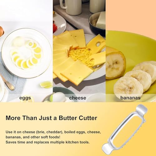 Butter Slicer Cutter & Cheese Cutter–Multi-Use Kitchen Tool for Evenly Slicing Butter Blocks, Cheeses, Eggs & Soft Fruits–Non-Stick，Compact & Portable for Home, BBQ, Camping（2 PACK) - color: 2 PACK