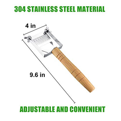 Adjustable Honey Uncapping Fork,Stainless Steel Honeycomb Honey Scraper,Wooden Handle Beekeeping Beekeeper Equipment Tool