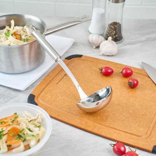 Restaurantware Stainless Steel Soup Ladle - German Standard Large Kitchen Ladle with Deep Bowl Design, Dishwasher Safe, Heat Resistant - Serving Ladle for Soups, Stews, Sauces - style: Steel Serving Ladle