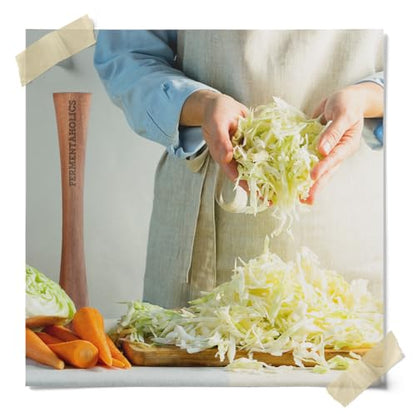 Fermentaholics Fermentation Tamper Tool, Make Sauerkraut At Home | Perfect Tool For Fermented Cabbage & Any Fermented Vegetables | DIY Fermented Sauerkraut | (Acacia)
