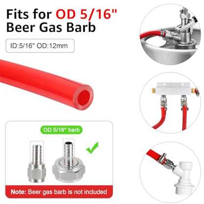 10FT Kegerator Beer Co2 Gas Dual Lines Kit, ID 3/16" Keg Beer Lines Tubing & ID 5/16'' Co2 Gas Hose Food-Grade PVC Tubing Keg Faucet Tube with 6Pcs Hose Clamps for Homebrew - size: 10Ft Beer Line + 10Ft Gas Line