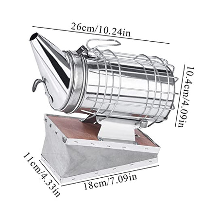 Stainless Steel Bee Hive Smoker, Beekeeping Starter Tool Kit Beekeeper Supplies Beehive Tools Bee Keeping Set with Heat Shield, Beekeeping Equipment Accessory for Beginner and Advanced Beekeepers