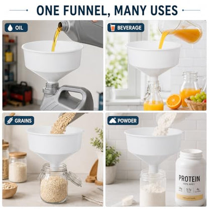 DOITOOL Large Plastic Funnel, 9.44 in Wide Mouth Kitchen Funnel, Large Food Grade Canning Funnels for Beer Oil Jam, Cooking Kitchen Accessories for Filling Bottles Bags
