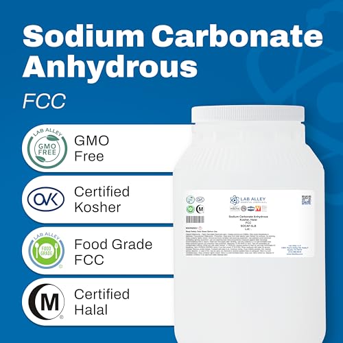 Lab Alley Sodium Carbonate Anhydrous FCC, Kosher, Halal, Water Softener, Food Additive, Cleaning Agent, and Laboratory Reagent (5 Pounds) - size: 5 Pounds