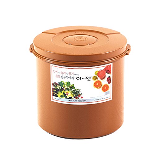 E-Jen Premium Kimchi, Sauerkraut Container Probiotic Fermentation with Inner Vacuum Lid Round (5.8 gal/ 22L) - size: 22 l