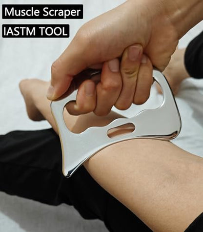 Muscle Scraper IASTM Tool Set (3-Piece) gua sha Stainless Steel fascial Release Tool deep Soft Tissue Massage Tool Set - style: GYX COELE-04