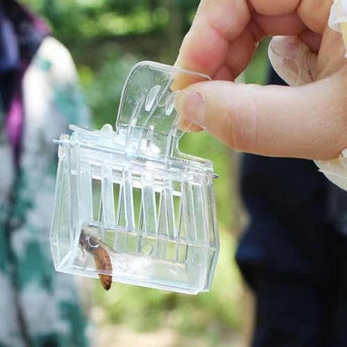 luzen 6Pcs Plastic Queen Bee Cage Catcher Clips Transparent Queen Bee Marking Catcher Clips Bee Cage Marker Beekeeping Tools for Beekeepers, Clear