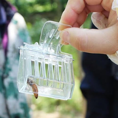 luzen 6Pcs Plastic Queen Bee Cage Catcher Clips Transparent Queen Bee Marking Catcher Clips Bee Cage Marker Beekeeping Tools for Beekeepers, Clear