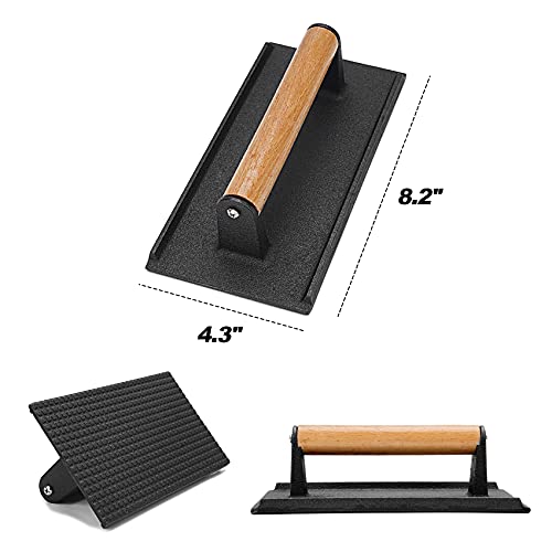 Skyflame 12'' Cheese Melting Dome and 8'' Burger Press Set | Stainless Steel Cover, Bacon Smasher, 2pcs Griddle Accessories Set, Flat Top Grill BBQ Tools, Easy to Store, Dishwasher Safe