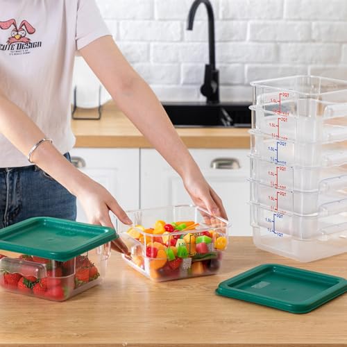 Lallisa 8 Pcs 2 Quart Food Storage Containers with Lids Clear Square Polycarbonate Marinating Container Dough Bucket with Lid (Colorful) - color: Colorful