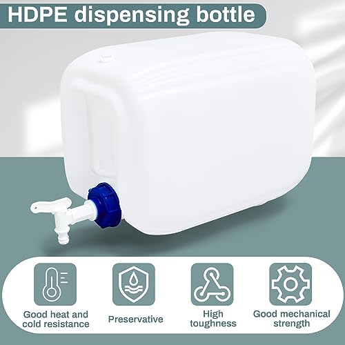 Kigley 2 Pieces 5 Gallon Carboy with Spigot, 10 Gallons Total, Plastic Water Tanks Container Vented HDPE Water Jug Dispenser Translucent Bucket