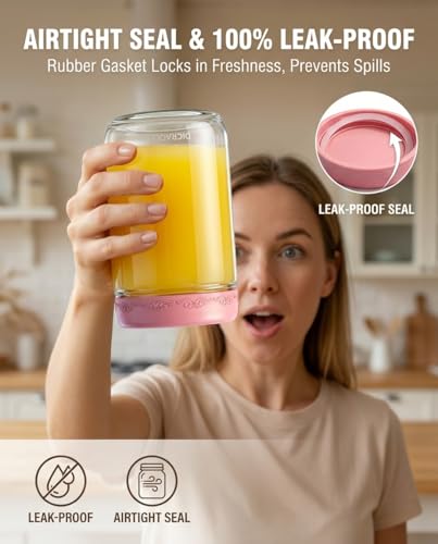 16oz 4Pack Glass Overnight Oats Jars Containers with Airtight Leakproof Lids, Reusable Mason Jars for Meal Prep, Yogurt Parfaits, Smoothies, Salads & Healthy Breakfasts (16 OZ-4-2) - color: 16oz-4-2