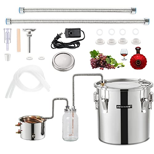Shine Still Alcohol Distiller 13.2 Gallon with Stainless Steel Pot Glass Thumper Keg Copper Coil Thermometer Water Pump Home Brewing Kit for Wine Making Whisky Brandy Vodka - size: 13.2GAL/50L With Glass Thumper