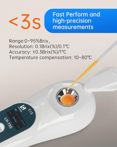 3-in-1 Digital Brix Refractometer with ATC/Refractive Index(RI), 0-95% Brix Measurement Range, High Accuracy Fast Touchscreen Test for Honey/Maple Syrup/Fruit Juice/Coffee | Digital Brix Refractometer with ATC 0-95% - size: 0-95%Brix