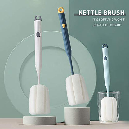 Bottle Soft Brush -2Pcs Sponge Bottle Brush Soft and Easy to Clean, Baby Bottle Sponge Brush Can Effectively Remove The Stain Residue On The Bottom of The Cup (Green) - color: Pink