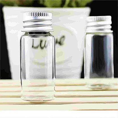 10ml Clear Glass Vials with Screw Caps Mini Bottles Aluminum Lids Small Sample Vials Leak-Proof Vials Glass Jars Cosmetics Container Oil Vials Test Bottles,100 Pcs