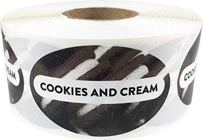 Cookies and Cream Grocery Store Food Labels 1.25 x 2 Inch Oval Shape 500 Total Adhesive Stickers - color: Cookies and Cream