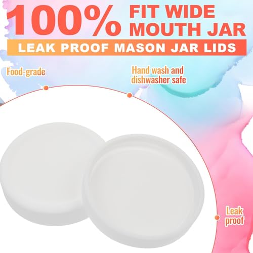 Teenyyou 6 Pcs Silicone Lids Mason Jar Lids Thickened Leak Proof Lid for 70mm Mouth Mason Jars, Reusable Large Canning Jar Caps(White) - color: White, size: 70 mm
