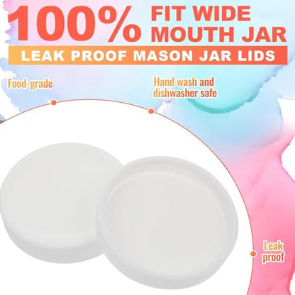 Teenyyou 6 Pcs Silicone Lids Mason Jar Lids Thickened Leak Proof Lid for 70mm Mouth Mason Jars, Reusable Large Canning Jar Caps(White) - color: White, size: 70 mm