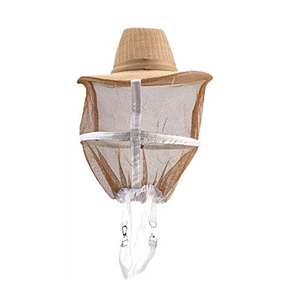 Beekeeping Veil Hat with Veil and Elastic Shoulder Strap | Ultra-tight sting-proof mesh,Adjustable head & chin straps,360° stiff sun brim,Stable structure for apiary & garden work