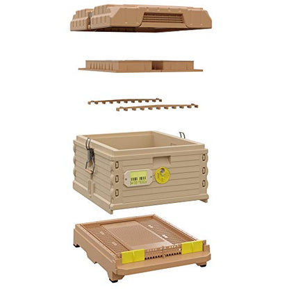 Apimaye Ergo Insulated 10 Frame Bee Hive Set [NO Frames Included] (Single Hive, Tan Body Yellow Entrance) - color: Tan Body Yellow Entrance