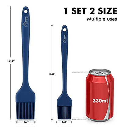 HOTEC 2 pieces Set Basting Brushes Silicone Heat Resistant Pastry Brushes Spread Oil Butter Sauce Marinades for BBQ Grill Barbecue Baking Kitchen Cooking BPA Free Dishwasher Safe (Classic Blue) - color: Classic Blue