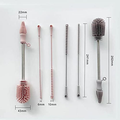 Haakaa Silicone Cleaning Brush Kit – Household Cleaning Brushes for Bottles and Crevices – Food-Grade Silicone: Dishwasher Safe (Kit-Mist Blue) - color: Kit-mist Blue