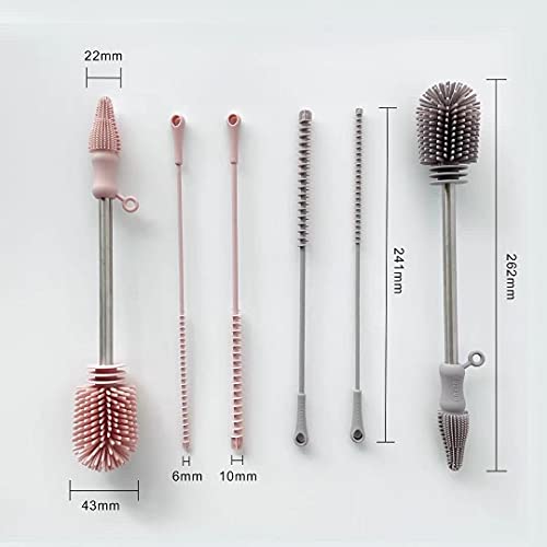 Haakaa Silicone Cleaning Brush Kit – Household Cleaning Brushes for Bottles and Crevices – Food-Grade Silicone: Dishwasher Safe (Brush-Champagne) - color: Brush-champagne