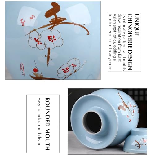 Traditional Chinese Porcelain Pickle Jar, Fermentation Crock Pickling Pot, Fermenting Jar with Water Seal Airlock Lid, Stoneware Fermenter for Kimchi Saue, Jingdezhen Ceramic,C,1.5kg