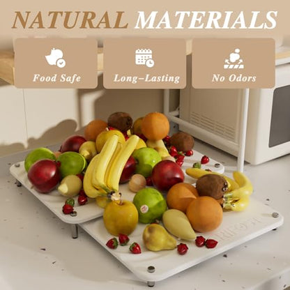 Pearl White 2Pcs Large Stone Dish Drying Mat with Acacia Wood Holder Stand for 1 Inch Cutting Board and Stone Drying Mat for Kitchen Counter Quick Dry Diatomaceous Earth Mat for Kitchen Counter - color: Acacia Holder Pearl