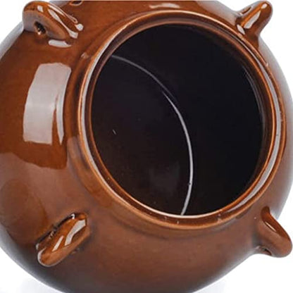Traditional Rustic Ceramic Fermenter, 400ML Pickle Jar with Water Sealing Cap and Airlock Lid - size: 400ML