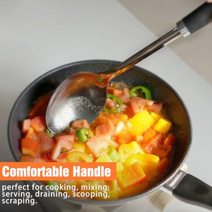Black Stainless Steel Cooking Spoon, Solid Serving Spoon and Basting Spoon with Ergonomic Handle for Stirring, Mixing, Serving and Sauces, Dishwasher Safe - color: Z-Black Spoon