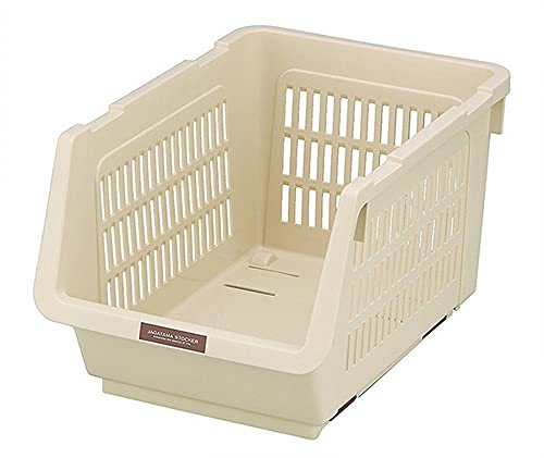 JapanBargain 3027, Japanese Stackable Storage Bin Kitchen Pantry Organizers Food Basket for Fruit Potato Condiments and Spices, Made in Japan - color: Ivory