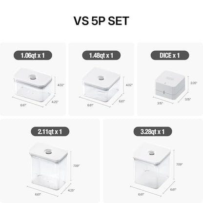 VAKUEN Premium Airtight Food Storage Containers & Vacuum Sealer Machine Starter Set, 4-piece Container with Sealer, 100% Leak Proof,Keep food fresh up to 5 times longer than non-vacuum strorage.
