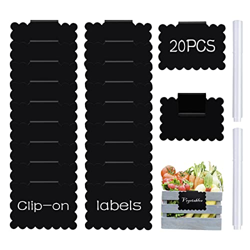 20 Reusable Basket Labels with Clip-On Design, Perfect for Kitchen and Closet Organization, Includes 2 White Chalk Markers - style: Flower 20