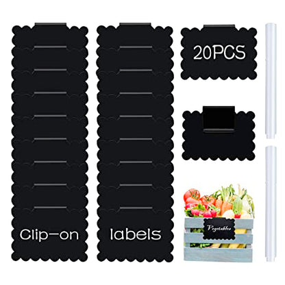 20 Reusable Basket Labels with Clip-On Design, Perfect for Kitchen and Closet Organization, Includes 2 White Chalk Markers - style: Flower 20