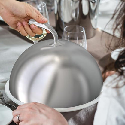 only fire Cheese Melting Dome,11 Inch Round Basting Cover with Handle, Stainless Steel Griddle Accessories for Flat Top Griddle Grill Indoor/Outdoor Kitchen, Backyard, Parties Cooking