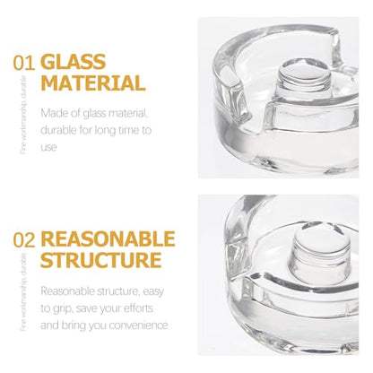 SHOWERORO Glass Weights for Fermenting with Comfortable to Hold Handle, Heavy Glass Fermentation Lids Compatible with Wide Mouth Mason Jars, Dishwasher Safe for Sauerkraut, Pickling,