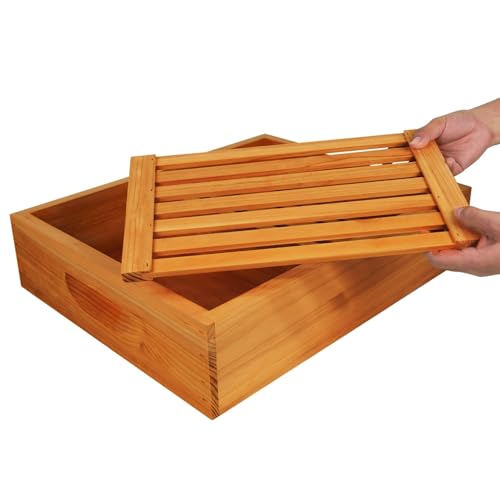 Bee Hive Top Feeder W/Floats 10 Frame Dipped in Beeswax Bee Feeder for Beekeeping Bee Feeding Tools-1 Pack - size: 1 pack 10 frame