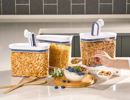 Felli Airtight Cereal Containers 2.6 Qt, Stackable BPA-Free Acrylic Cereal Dispenser with Flip-Top Lid, Small Dry Food Storage for Oats, Granola, Rice (Small 2.6 Qt - 3pk) - color: Small 2.6 Qt - 3pk