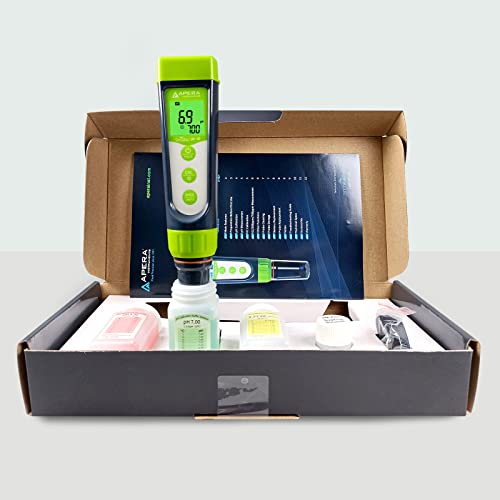 Apera Instruments GroStar Series GS4-P pH/EC/500ppm/700ppm/ORP 6-in-1 Combo Pen Tester Kit with Replaceable Double-Junction pH/EC Probe and ORP Probe for Hydroponics Water Quality Testing, Gen II - style: pH/EC/ppm+ORP